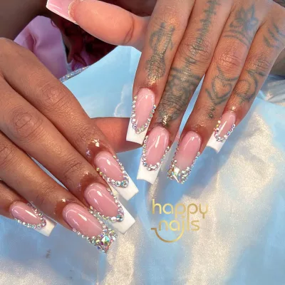Classic French Nails with Bling ✨🫧